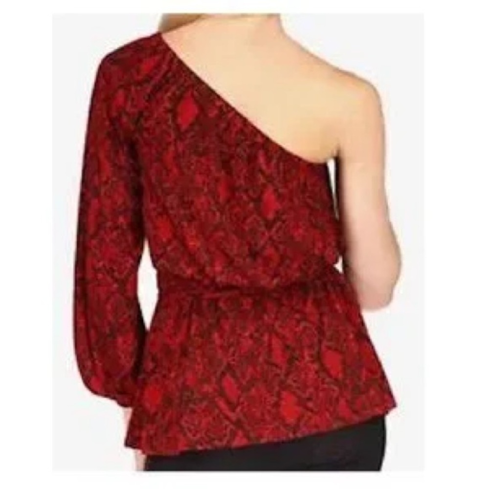 Michael Michael Kors Python Print One Shoulder Blouse Red Size M